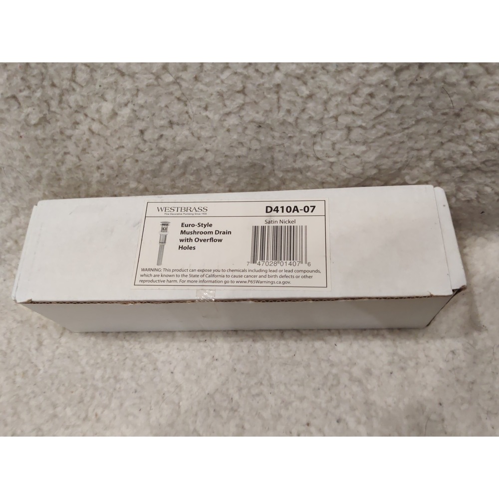 Westbrass D410A-07 Euro Lavatory Drain w/ Overflow Holes - Exposed, Satin Nickel